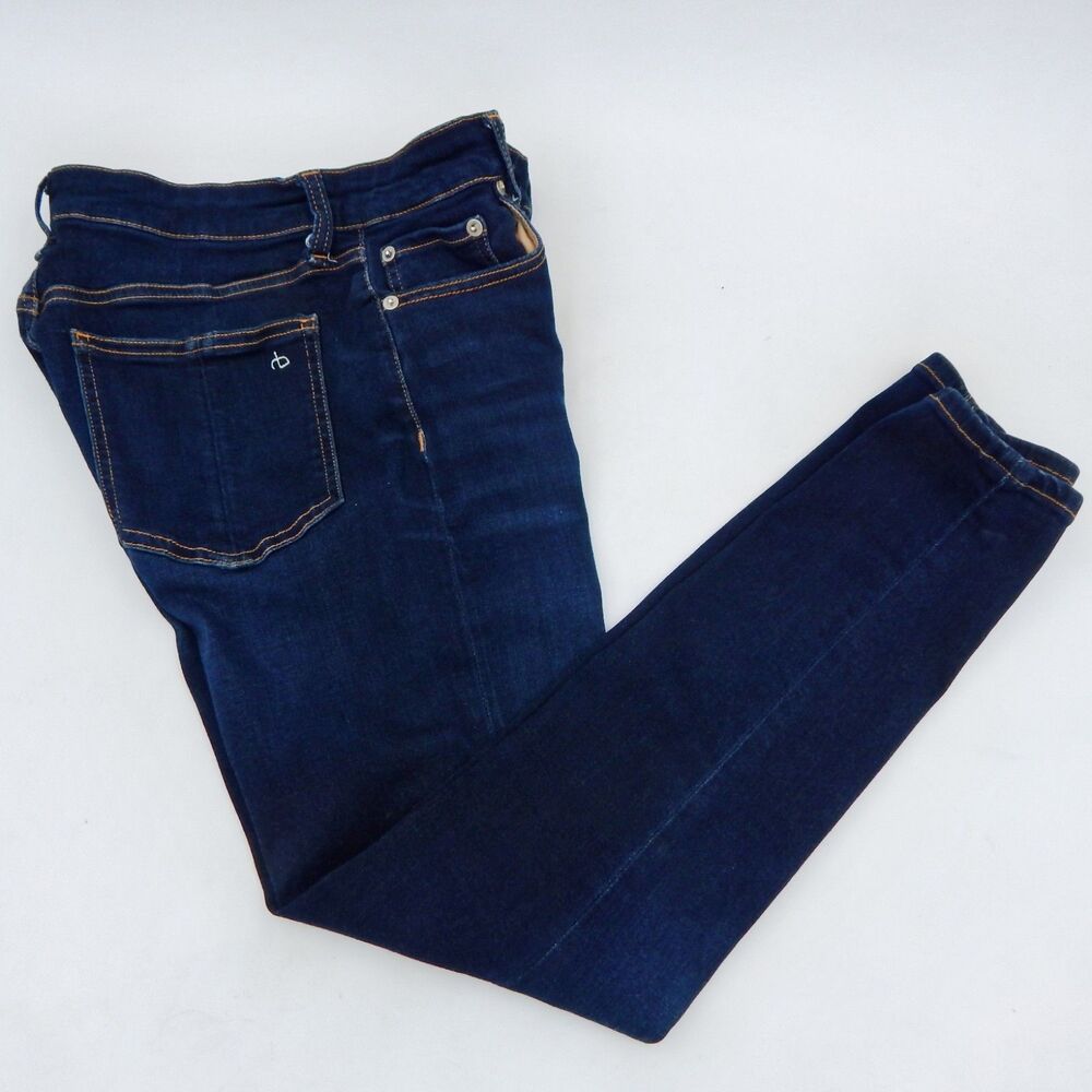 Rag & Bone Cate Mid-Rise Ankle Skinny Jeans Size 26 Carmen Stretch Dark Wash
